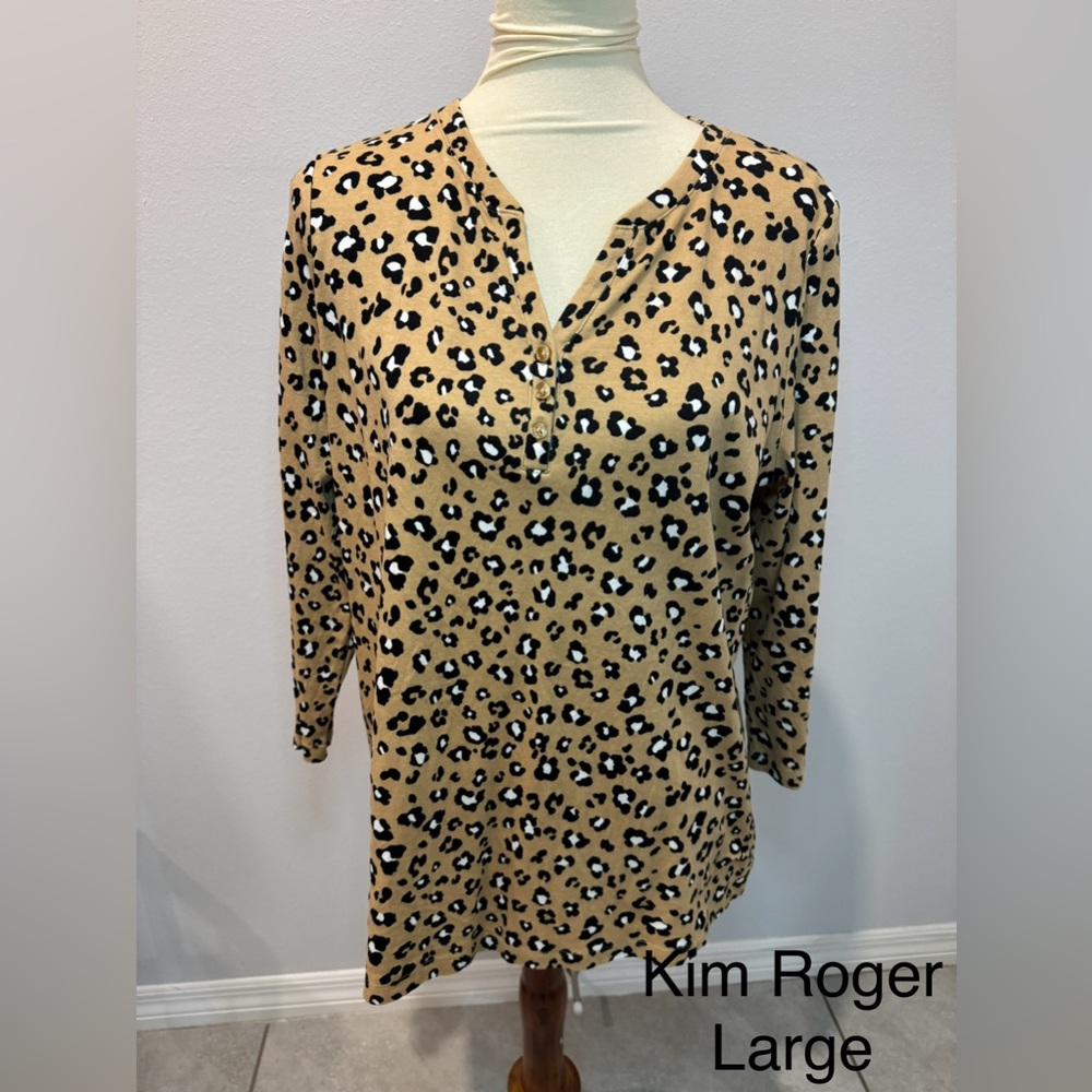 Kim Rogers Tan and Black Animal Print shirt